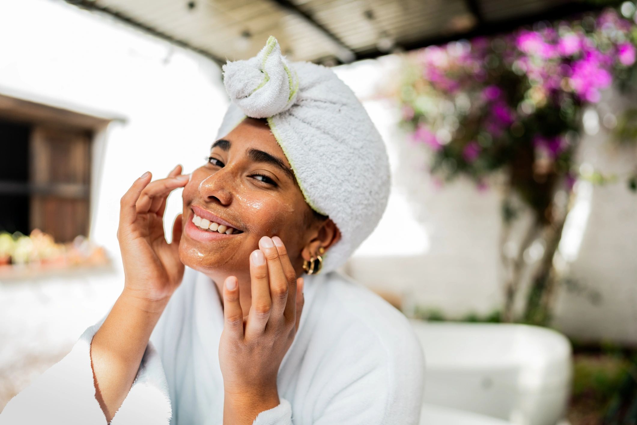 Premium skincare spa portrait with luxe beauty feel